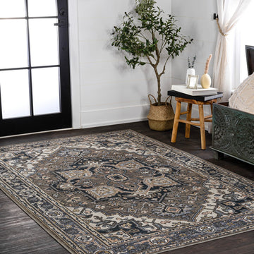 Cirali Ornate Large Medallion Washable Area Rug